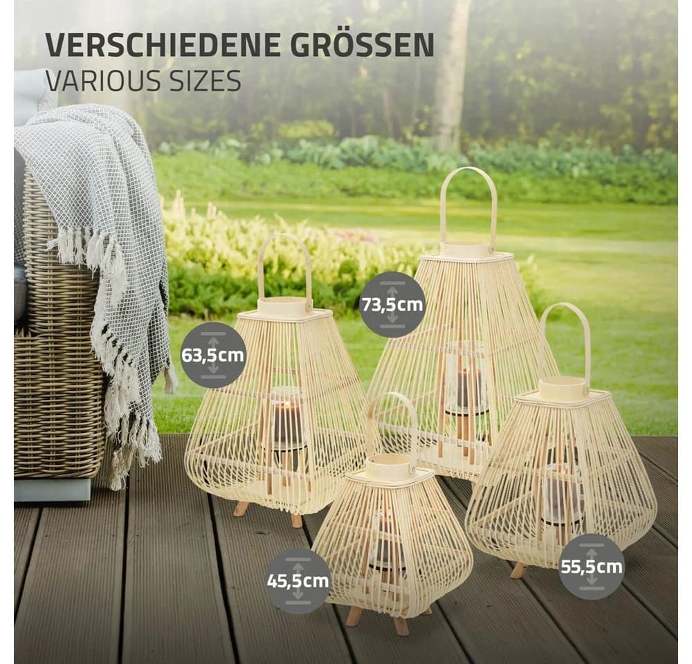 ECD Germany Bambus Laterne mit Henkel & Glas - Bild 5