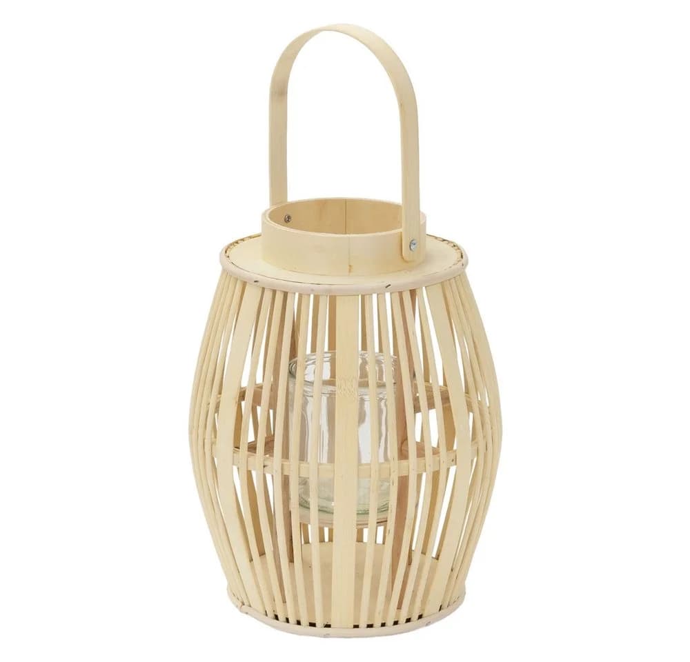 ECD Germany Boho Bambus Laterne Windlicht Holzfarbe Gartenlaterne Kerzenhalter - Bild 2