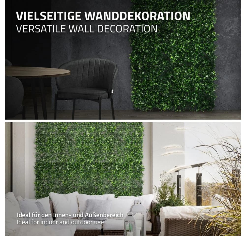 ECD Germany Künstliche Pflanzenwand 4er Set 50x50 cm Grün - Bild 5