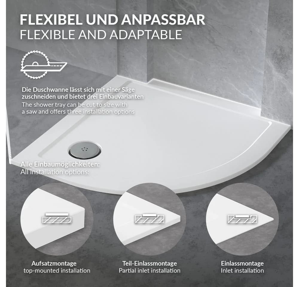LuxeBath Duschwanne 80x80 cm Weiß Hochglanz SMC mit Siphon - Bild 4