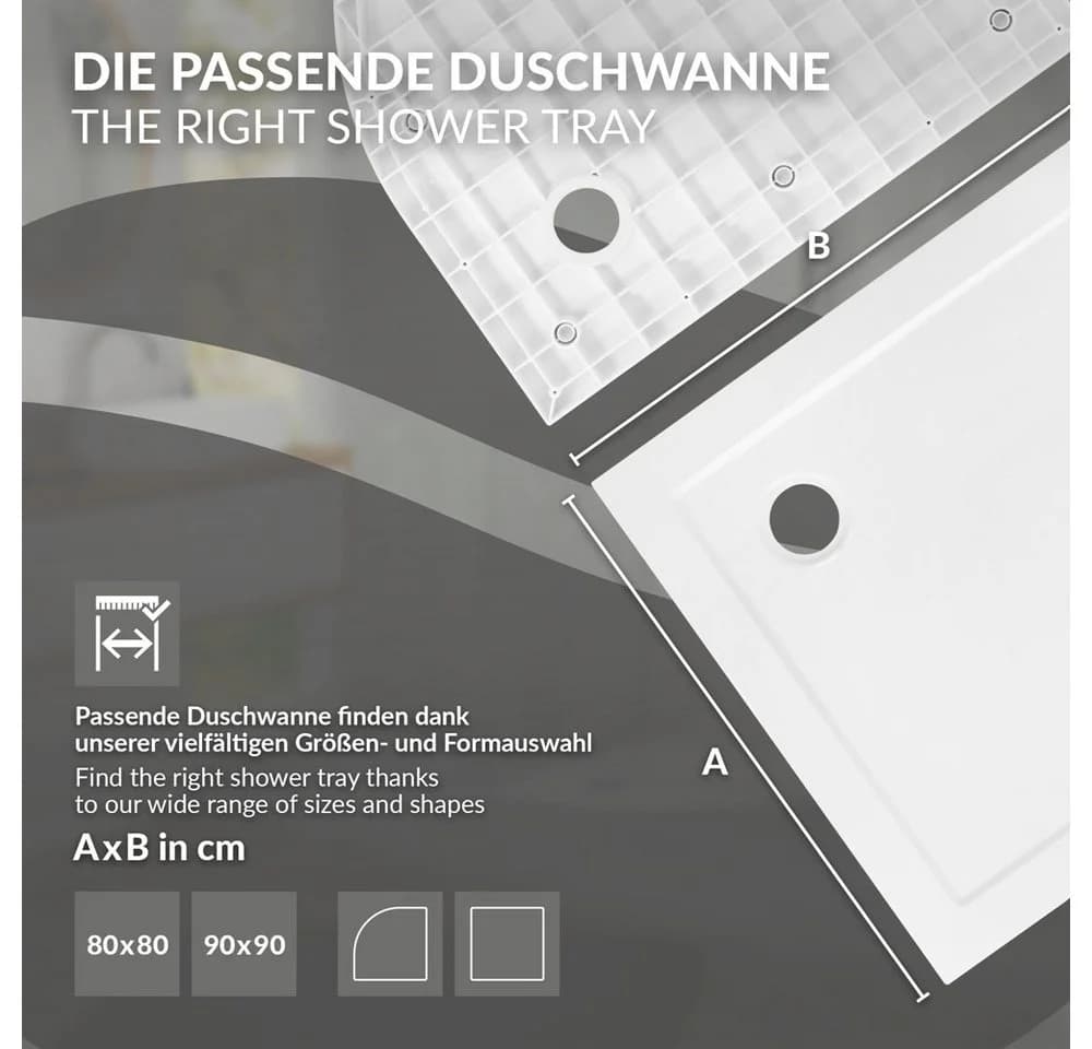 LuxeBath Duschwanne 80x80 cm Weiß Hochglanz SMC mit Siphon - Bild 5