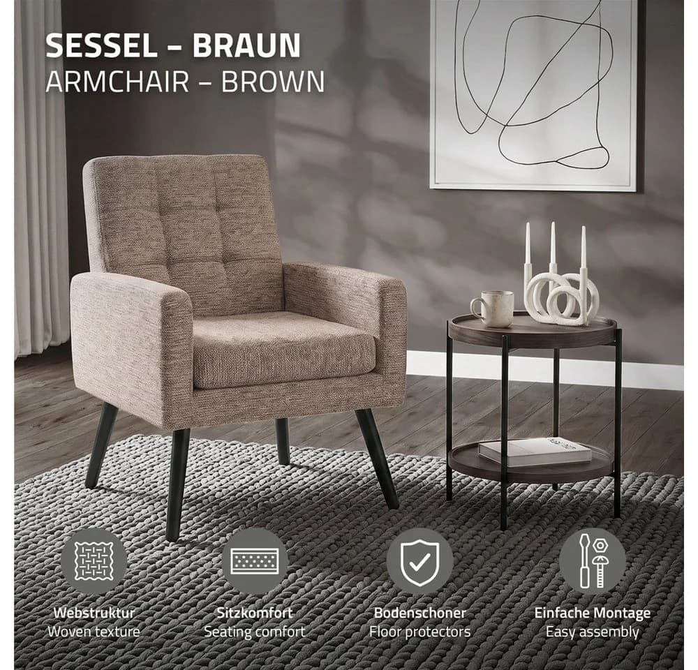 ML-DESIGN Loungesessel Braun mit Armlehnen