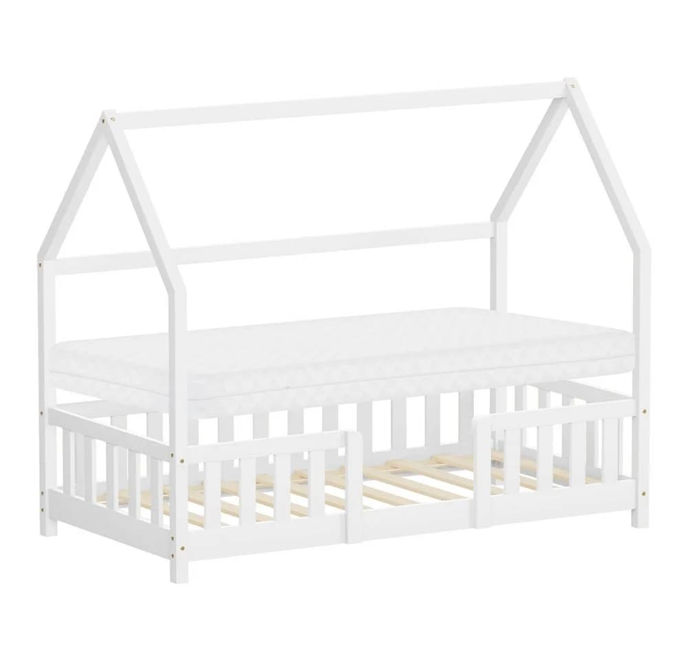 ML-DESIGN Spielbett Hausbett Kinderbett Weiß mit Matratze - Bild 2