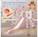 Joyz 5-in-1 Spielturm mit Rutsche, Schaukel & Basketballkorb Rosa/Weiß Bild 1