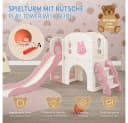 Joyz 5-in-1 Spielturm mit Rutsche, Kletterturm & Basketballkorb Rosa/Weiß Bild 1