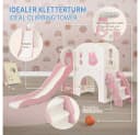 Joyz 5-in-1 Spielturm mit Rutsche, Kletterturm & Basketballkorb Rosa/Weiß Bild 5