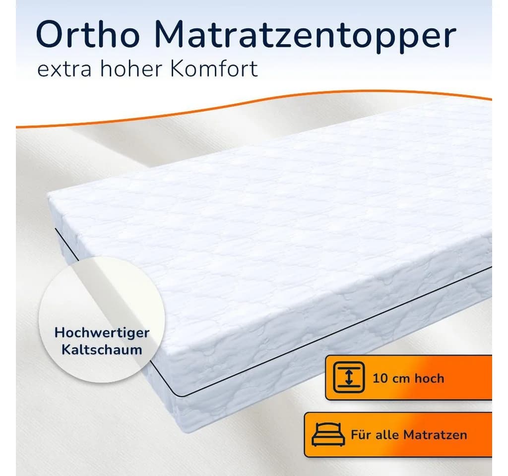 MSS e.K. Kaltschaum-Topper mit umliegenden Reißverschluss, 10 cm hoch, abnehmbarer Bezug