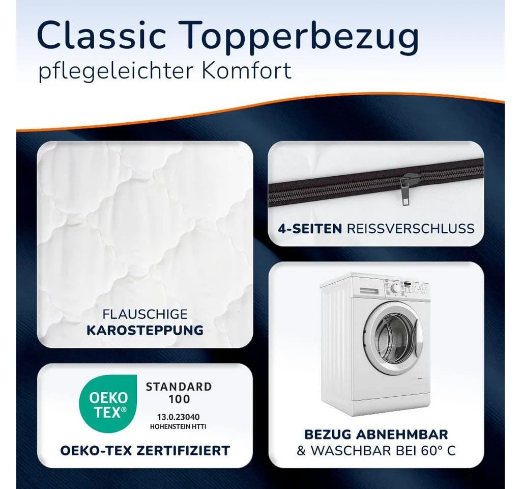 MSS e.K. Kaltschaum-Topper mit umliegenden Reißverschluss, 10 cm hoch, abnehmbarer Bezug - Bild 5