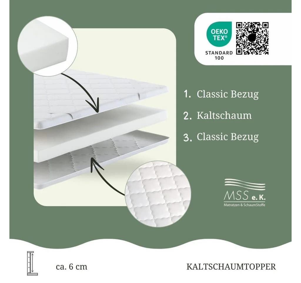 MSS e.K. Topper Relax Kaltschaumtopper 6 cm weiß - Bild 3