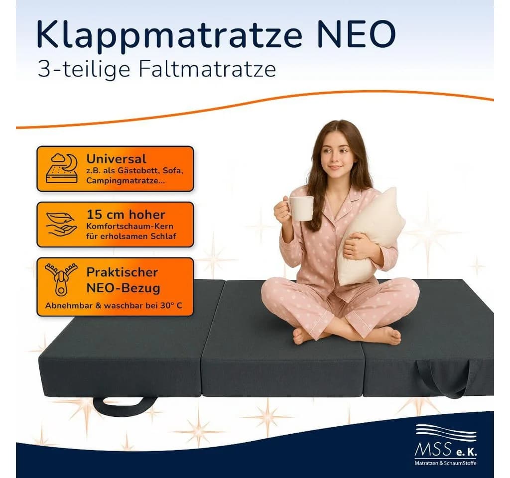 MSS e.K. Klappmatratze Neo 3-teilig Grau