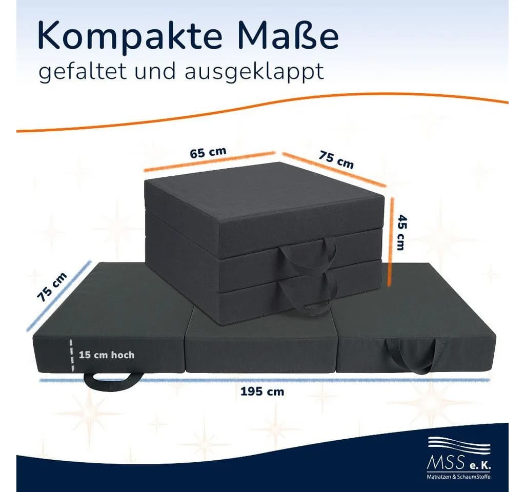 MSS e.K. Klappmatratze Neo 3-teilig Grau - Bild 3