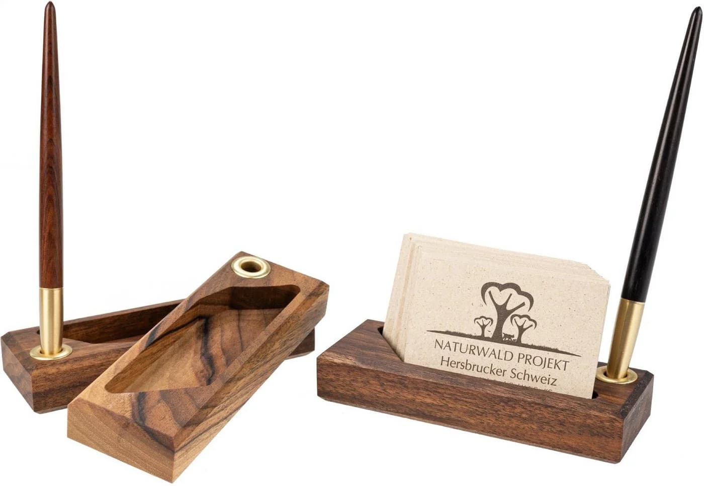 Holz Frank Visitenkartenhalter mit Stiftehalter Walnussholz Braun