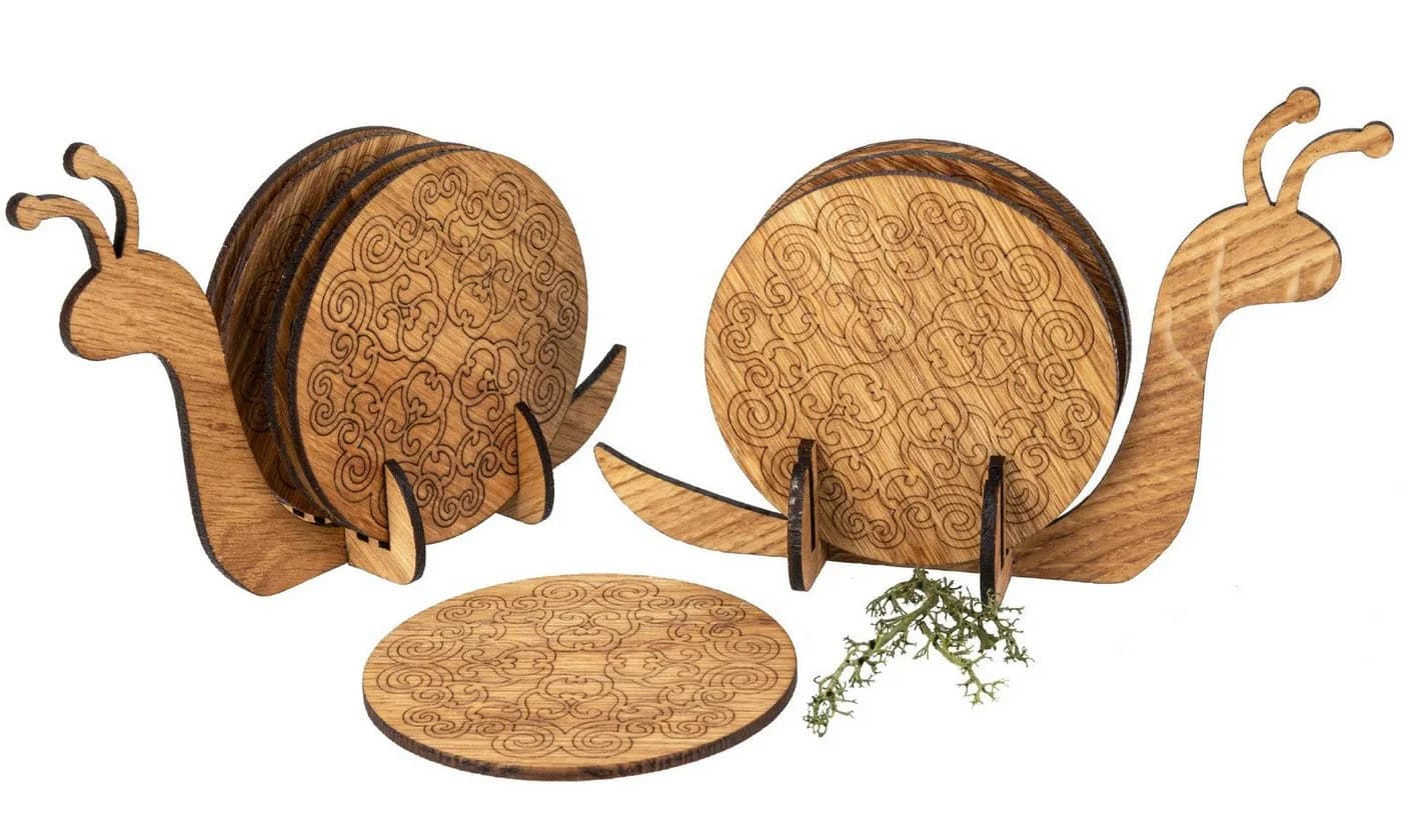 Holz Frank Glasuntersetzer 6er Set Eiche Geölt Geometrisch