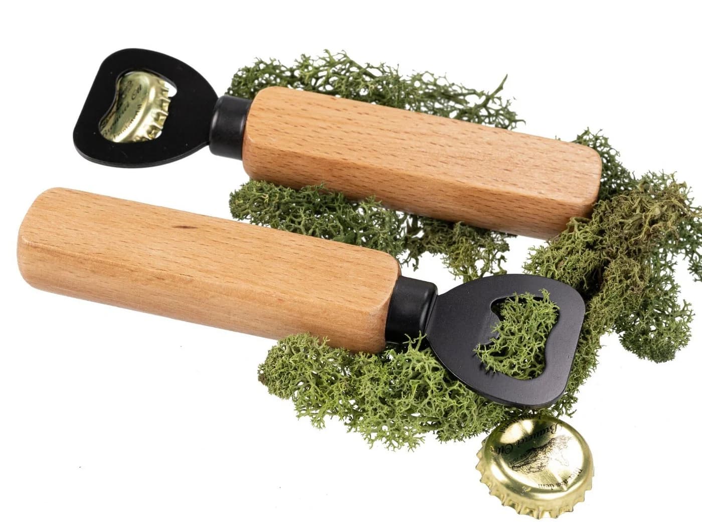 Holz Frank Flaschenöffner mit FSC® Buchenholzgriff & schwarzer Edelstahlklinge - Bild 2
