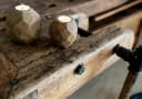 Holz Frank Teelichthalter Set aus geölter Eiche – Kugeln im Diamantschliff Bild 1