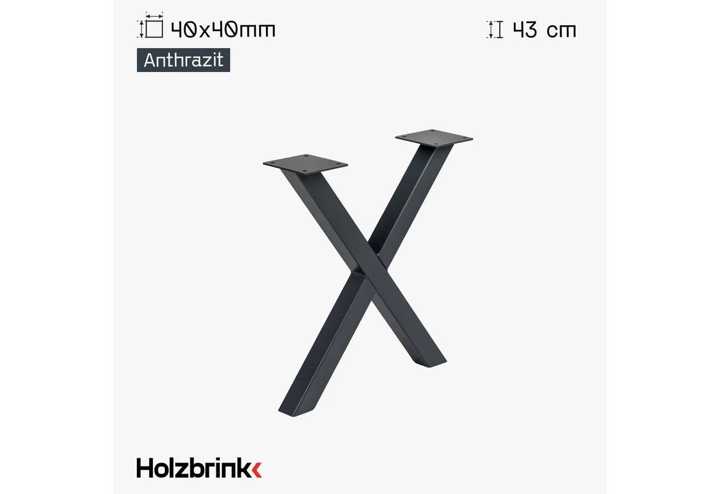 HOLZBRINK Metall Tischbein Grau X-Form Industriestahl