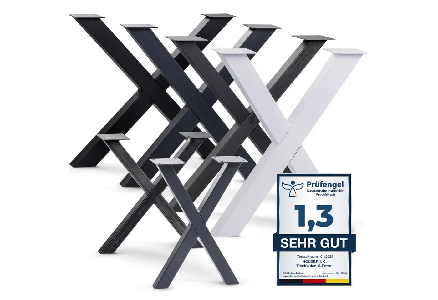 HOLZBRINK Metall Tischbein Grau X-Form Industriestahl - Bild 2