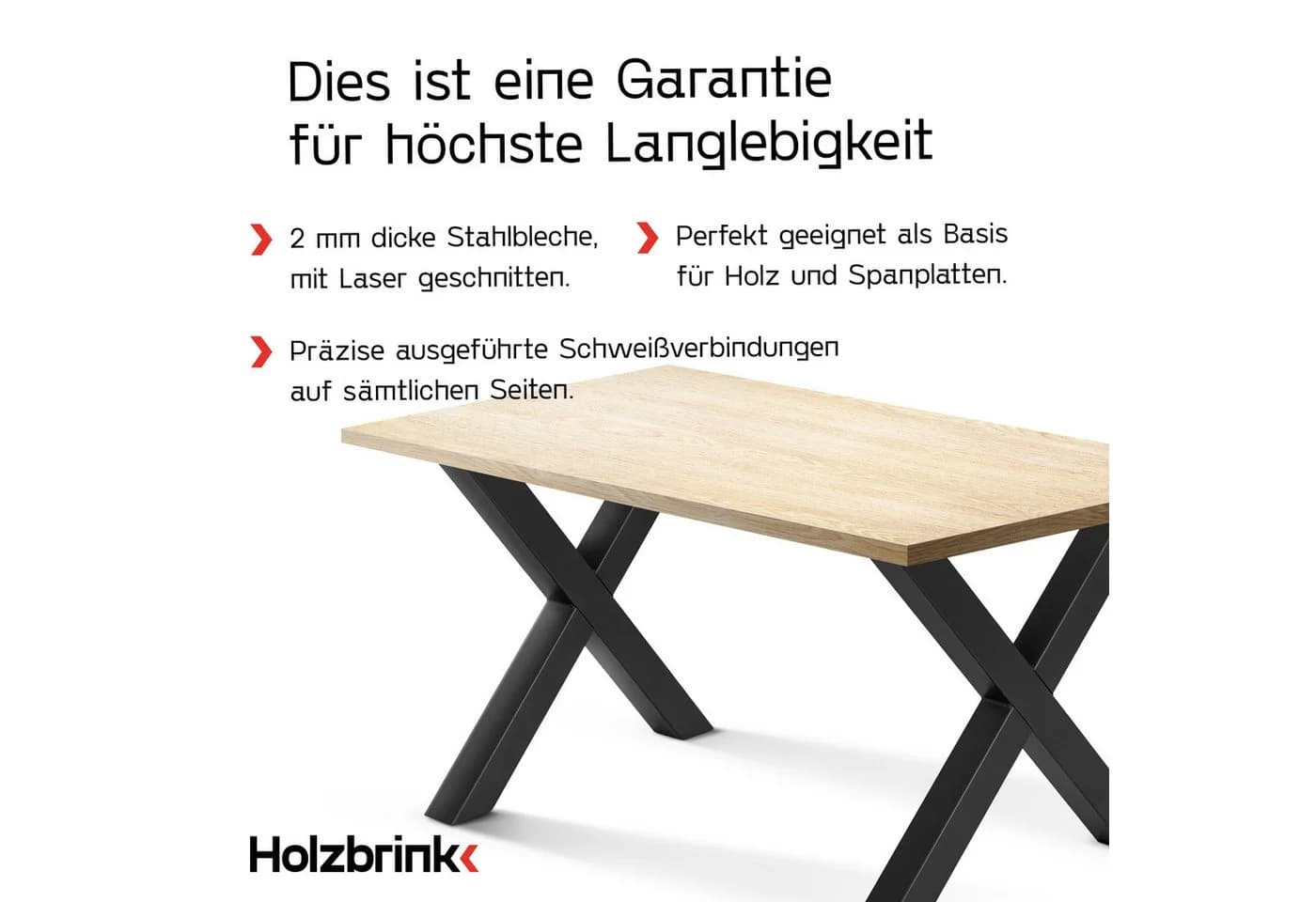 HOLZBRINK Metall Tischbein Grau X-Form Industriestahl - Bild 5
