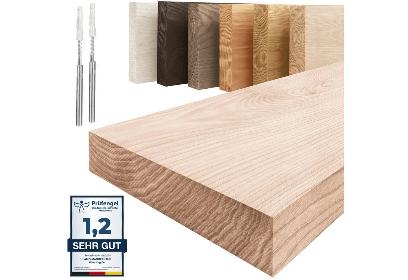 LAMO Manufaktur Wandregal Massivholz Rustikal Schweberegal Komplett-Set - Bild 2