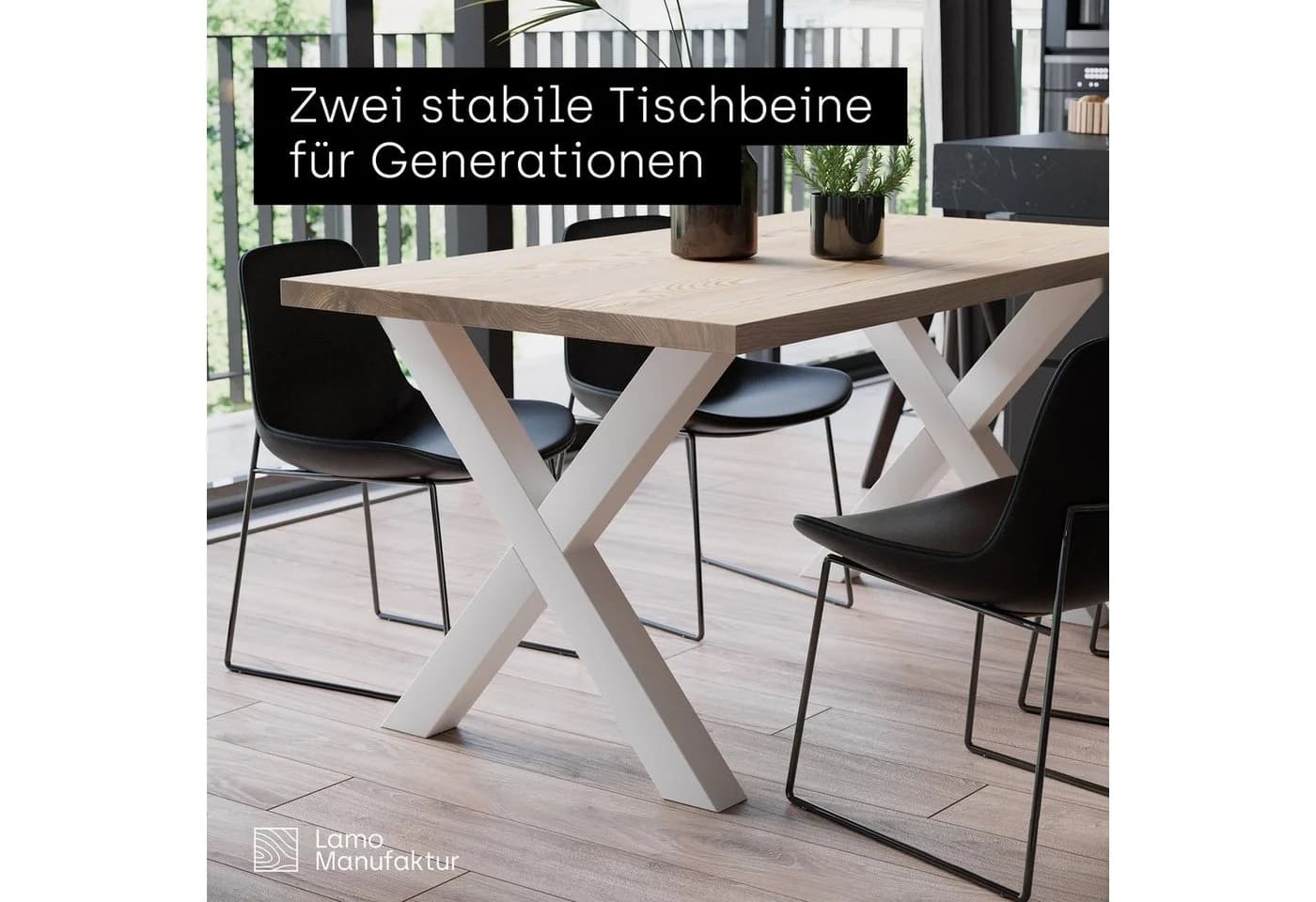 LAMO Manufaktur Tischgestell Mark Light X-Form Tischbeine Weiß