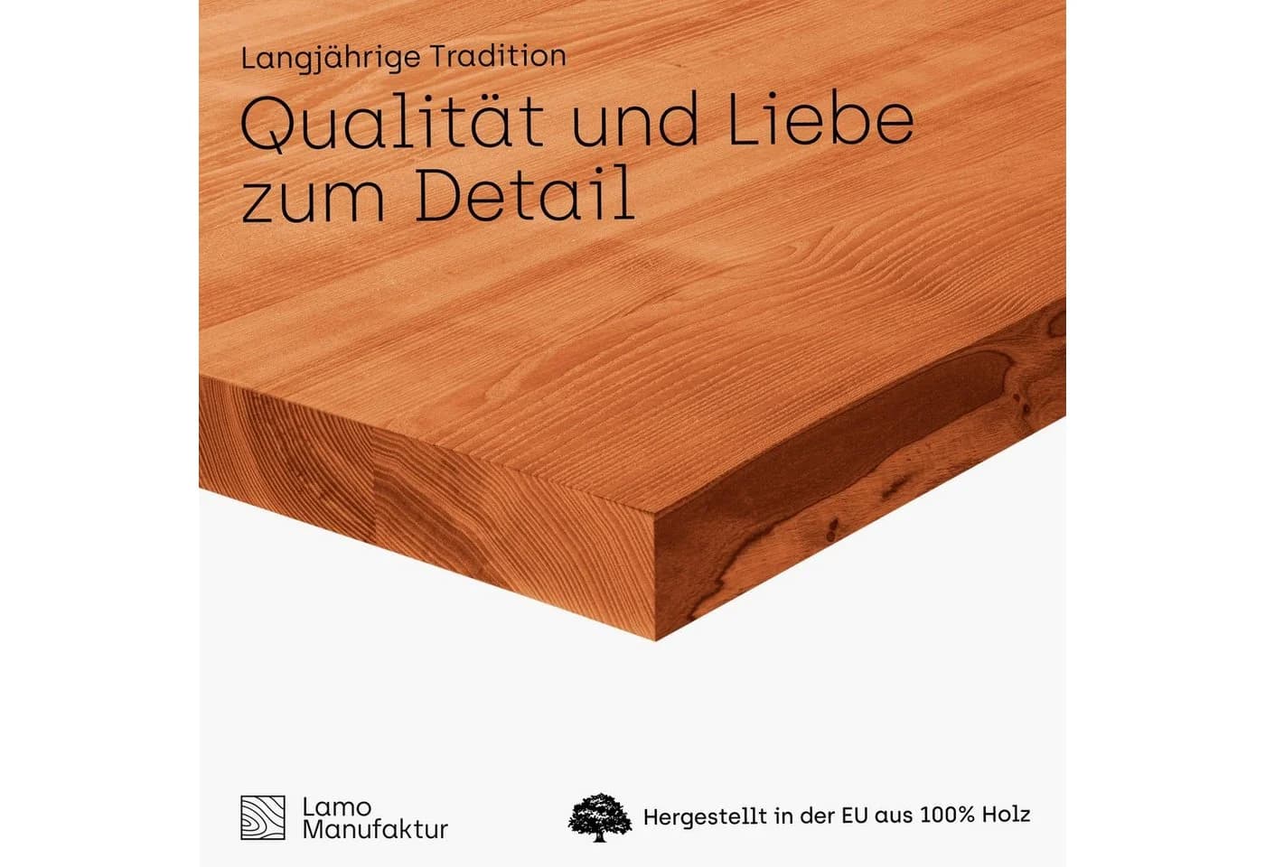 LAMO Manufaktur Esstischplatte LHB 40mm Massives Eschenholz Braun - Bild 4