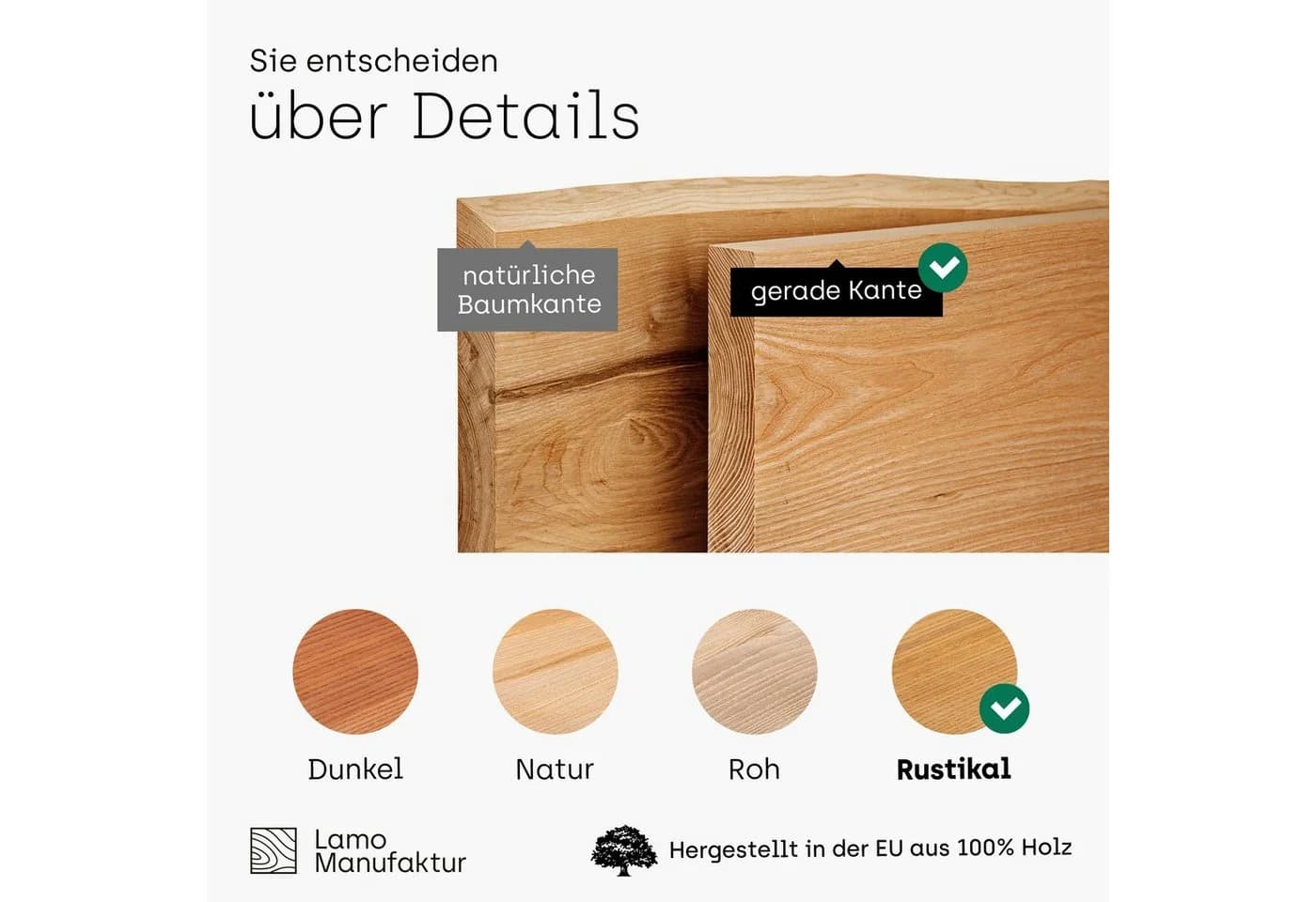 LAMO Manufaktur Esstischplatte Massivholz Rustikal 40mm - Bild 3