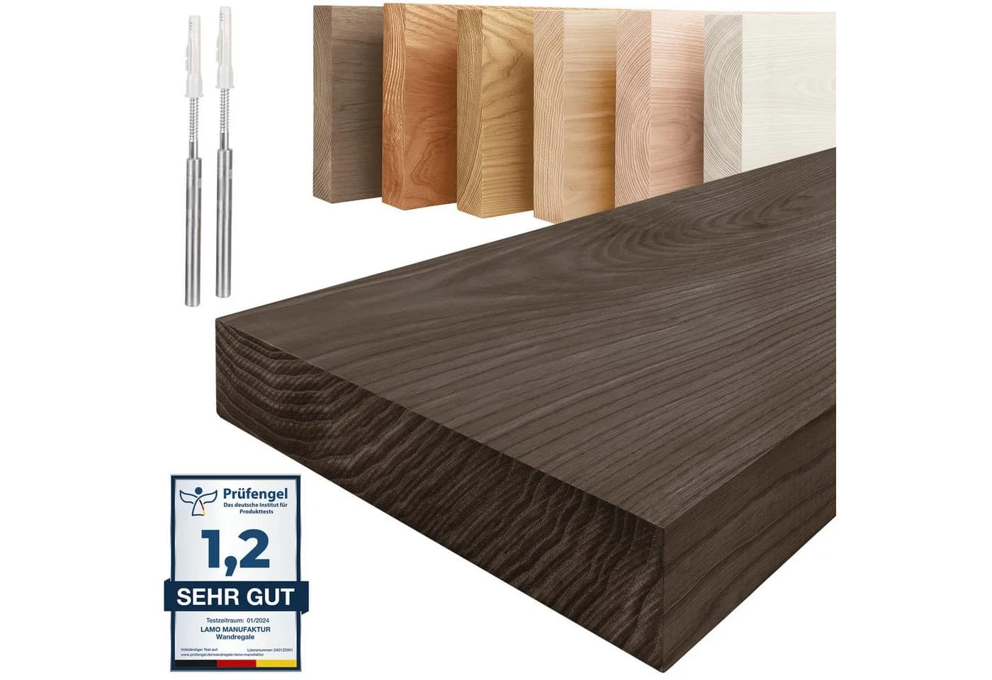 LAMO Manufaktur Wandregal Schwarz Massivholz Rustikal - Bild 2