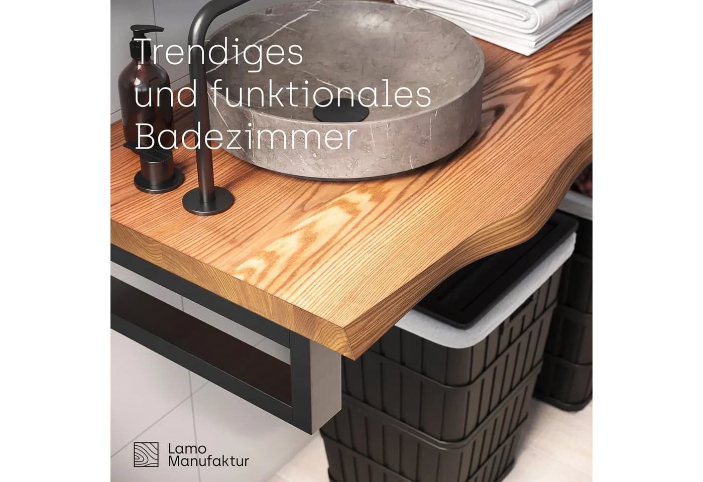 LAMO Manufaktur Waschtischplatte LWP Massivholz Esche Rustikal