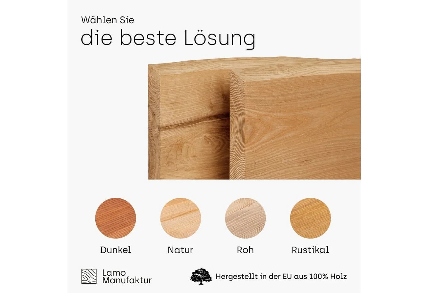 LAMO Manufaktur Waschtischplatte LWP Massivholz Esche Rustikal - Bild 3