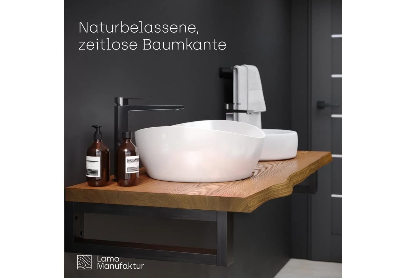 LAMO Manufaktur Waschtischplatte LWP Massivholz Esche Rustikal - Bild 4