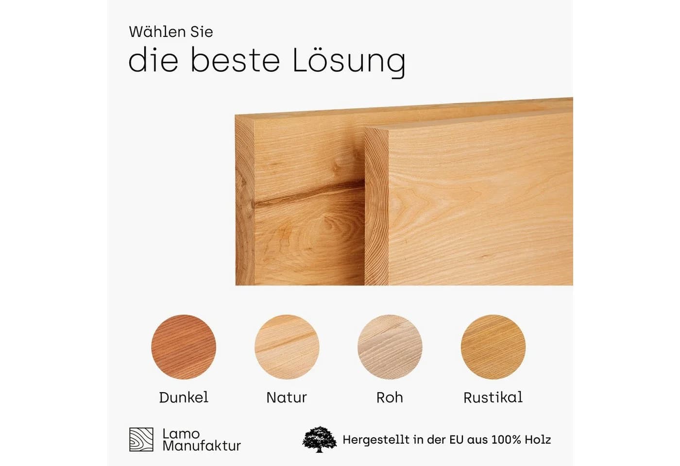 LAMO Manufaktur Waschtischplatte Massivholz Esche Rustikal - Bild 3