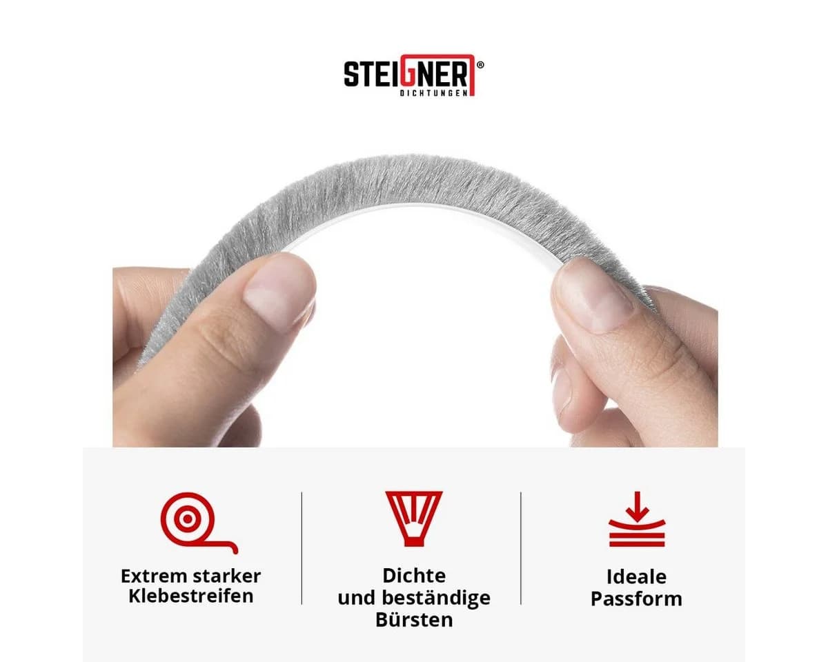 STEIGNER Bürstendichtung selbstklebend 20mm Bürstenhöhe 5m Länge - Bild 3