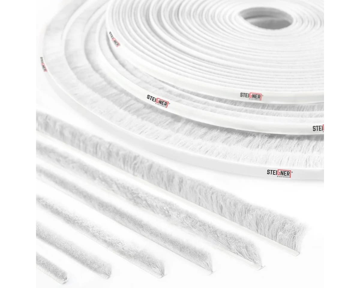 STEIGNER Bürstendichtung selbstklebend 20mm Höhe 5m Länge Weiß - Bild 2