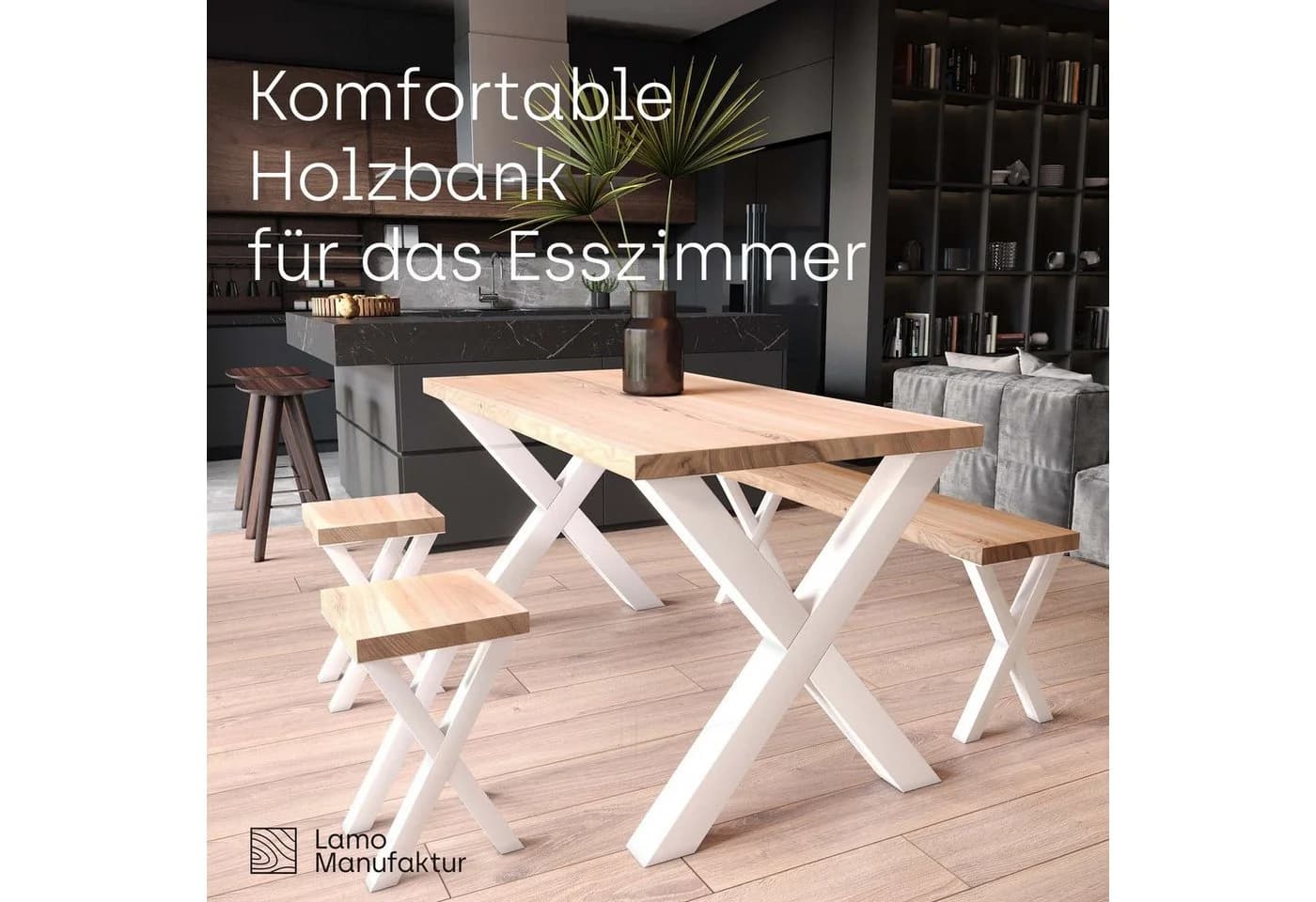 LAMO Manufaktur Sitzbank LSB Massivholz Stahl Industrial Design - Bild 5