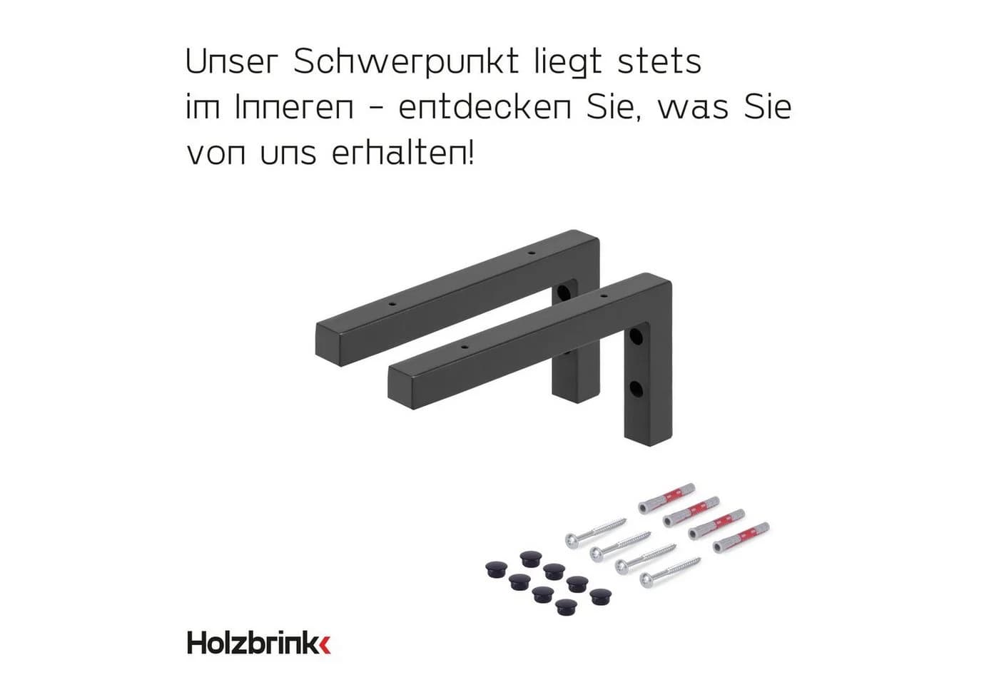 HOLZBRINK Wandregalhalter L-Form 2-tlg. Set Industriestahl Schwarz