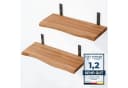 LAMO Manufaktur Wandregal 2 Stück Holz 42cm Baumkante Dunkel Bild 2