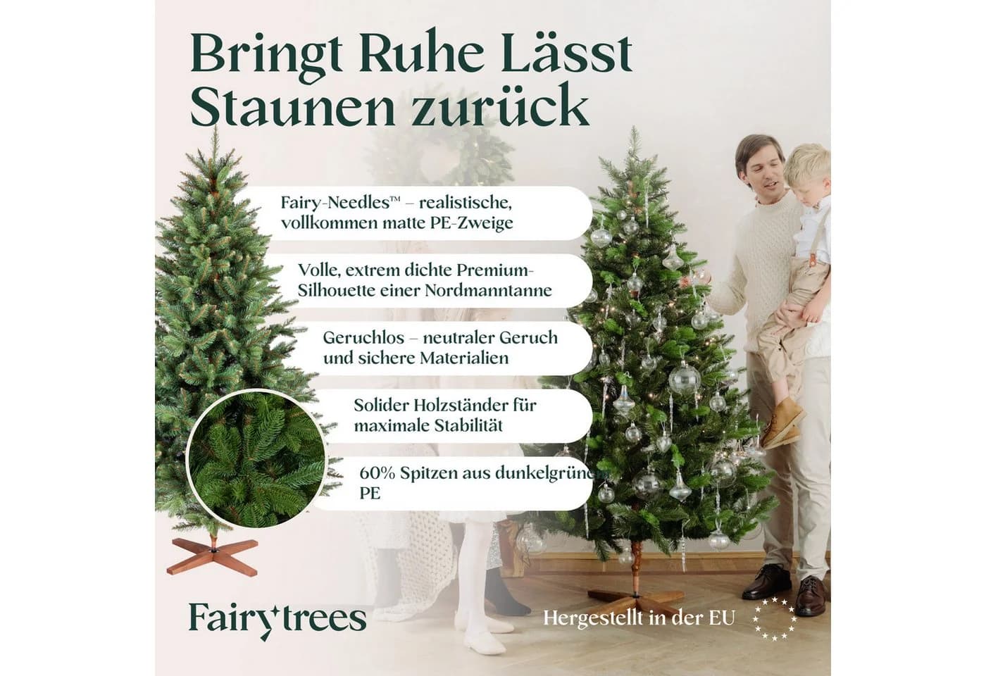 Fairytrees FT29 Weihnachtsbaum Nordmanntanne Braun Echtholz-Ständer - Bild 4