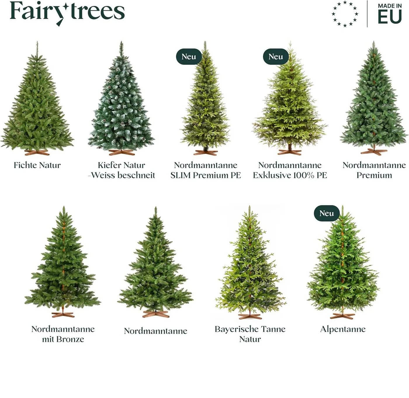 Fairytrees Künstlicher Weihnachtsbaum FT14B Nordmanntanne Braun mit Holzständer - Bild 5