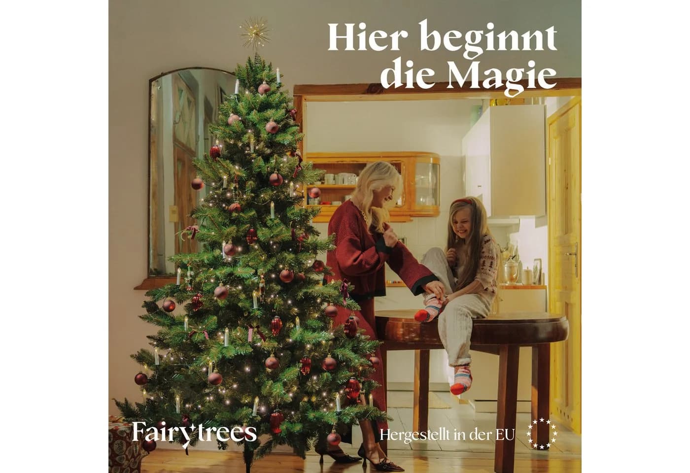 Fairytrees Künstlicher Weihnachtsbaum FT14 Nordmanntanne Grün