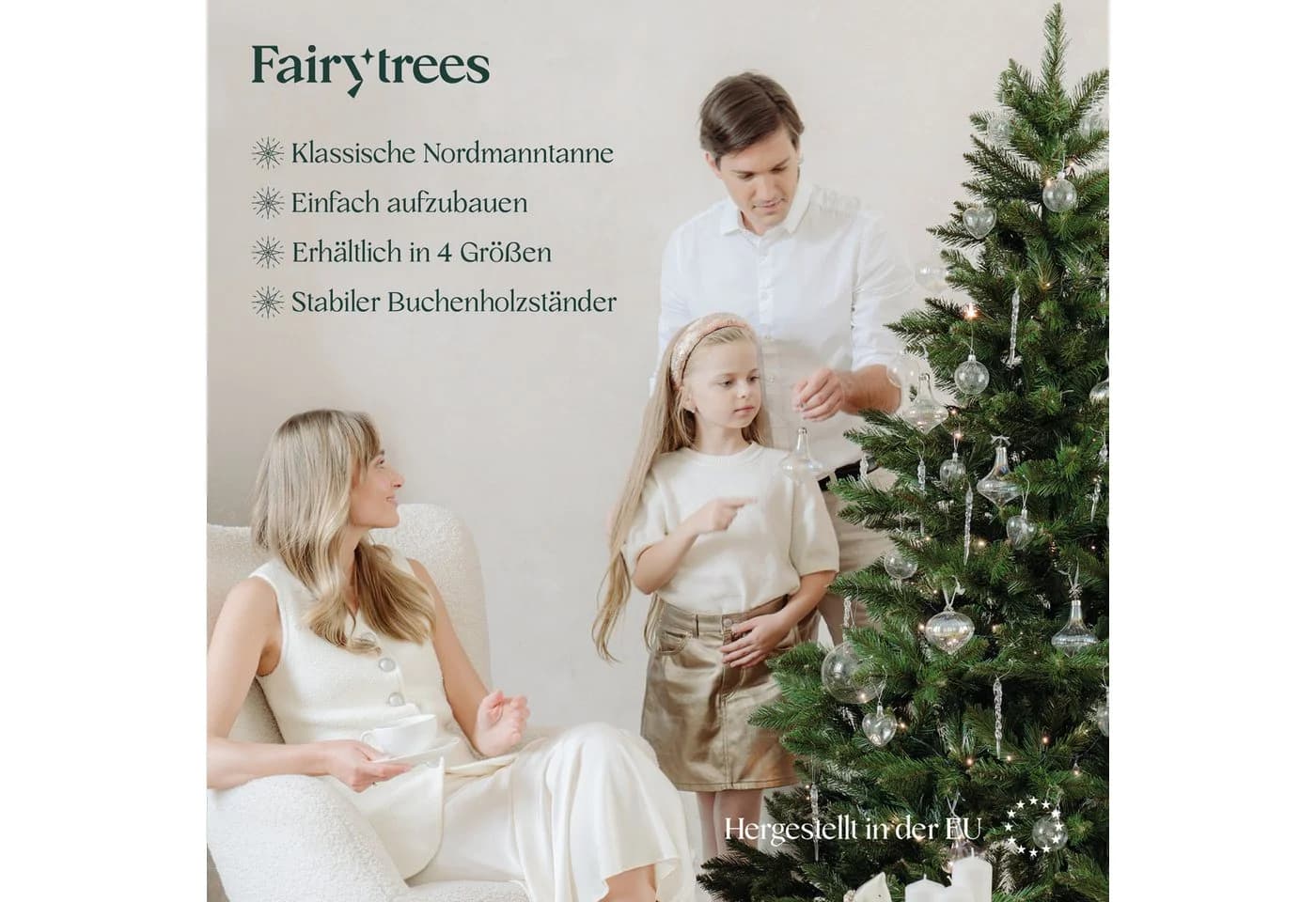 Fairytrees Künstlicher Weihnachtsbaum FT14 Nordmanntanne Grün - Bild 5