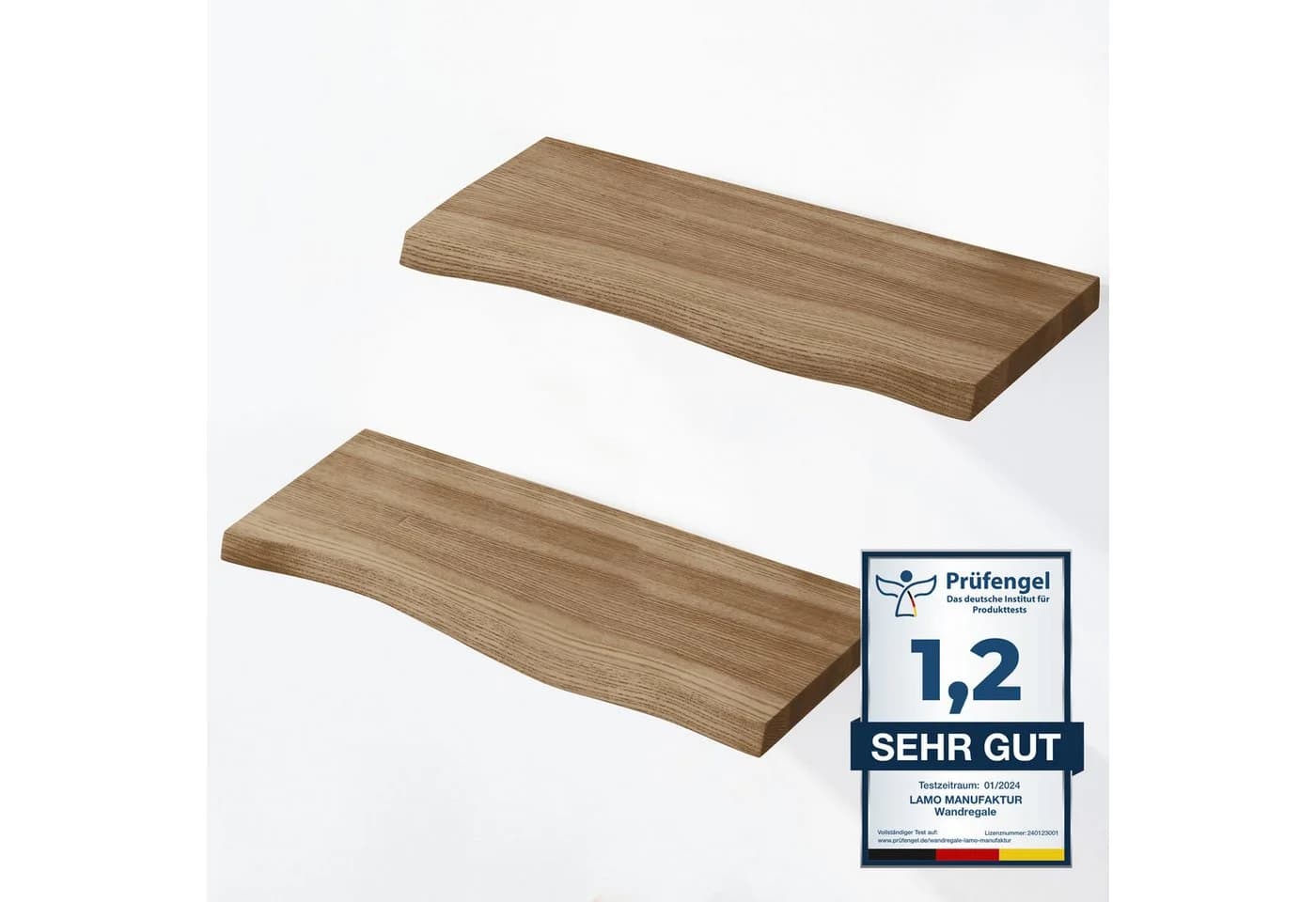 LAMO Manufaktur Wandregal Set 2 Stück Massivholz Esche Nussbaum - Bild 2