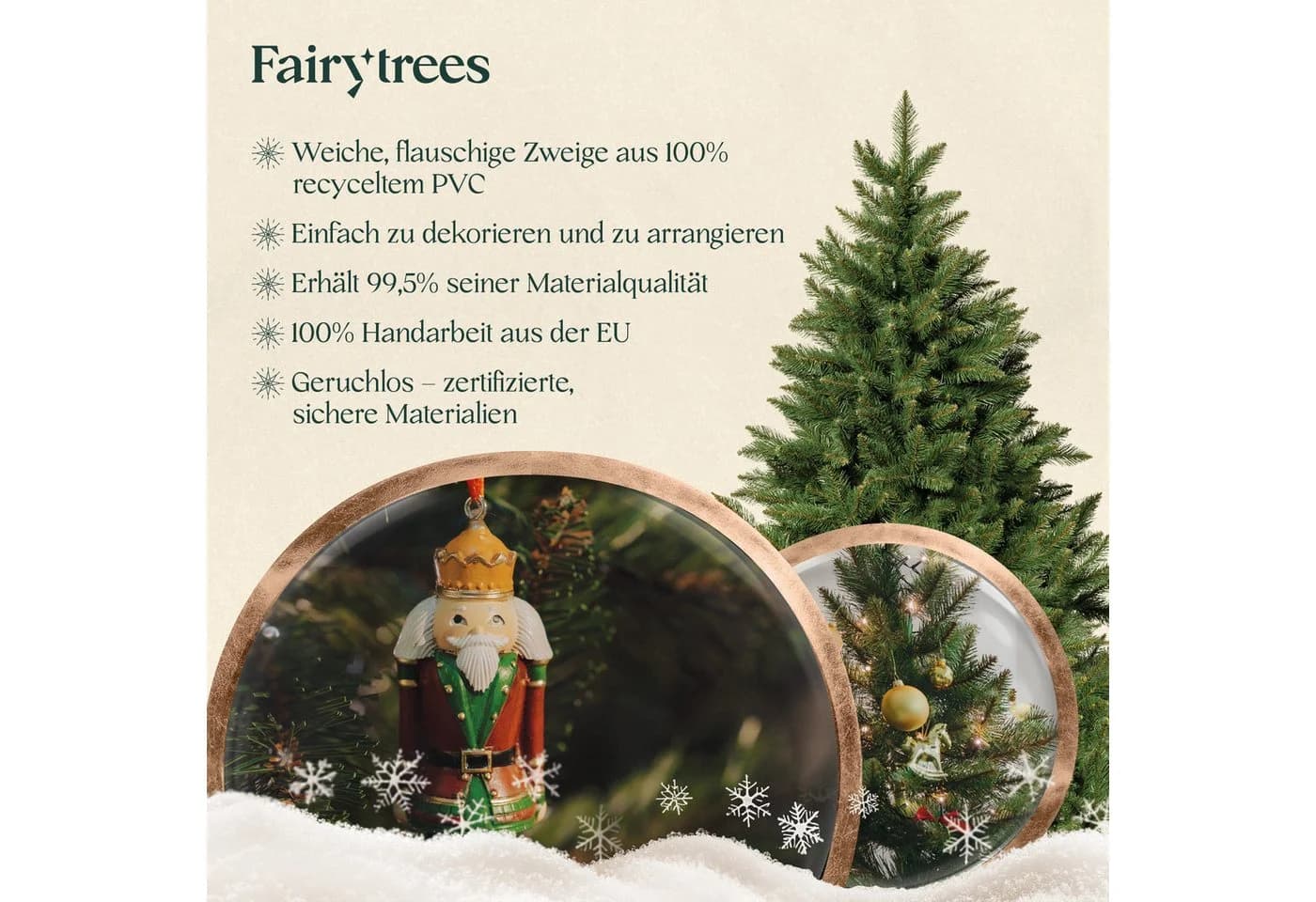 Fairytrees Künstlicher Weihnachtsbaum FT01 Fichte Natur mit Echtholz-Ständer - Bild 4