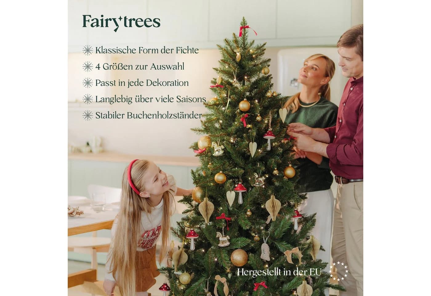 Fairytrees Künstlicher Weihnachtsbaum FT01 Fichte Natur mit Echtholz-Ständer - Bild 5