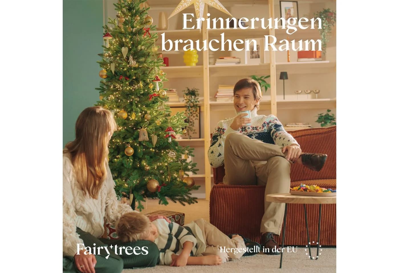 Fairytrees Künstlicher Weihnachtsbaum FT05 Nordmanntanne SLIM Premium
