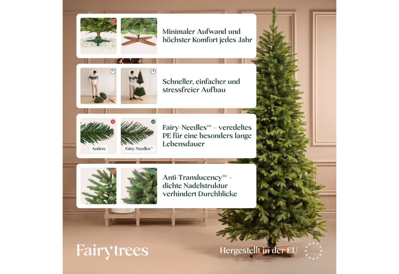 Fairytrees Künstlicher Weihnachtsbaum FT05 Nordmanntanne SLIM Premium - Bild 4