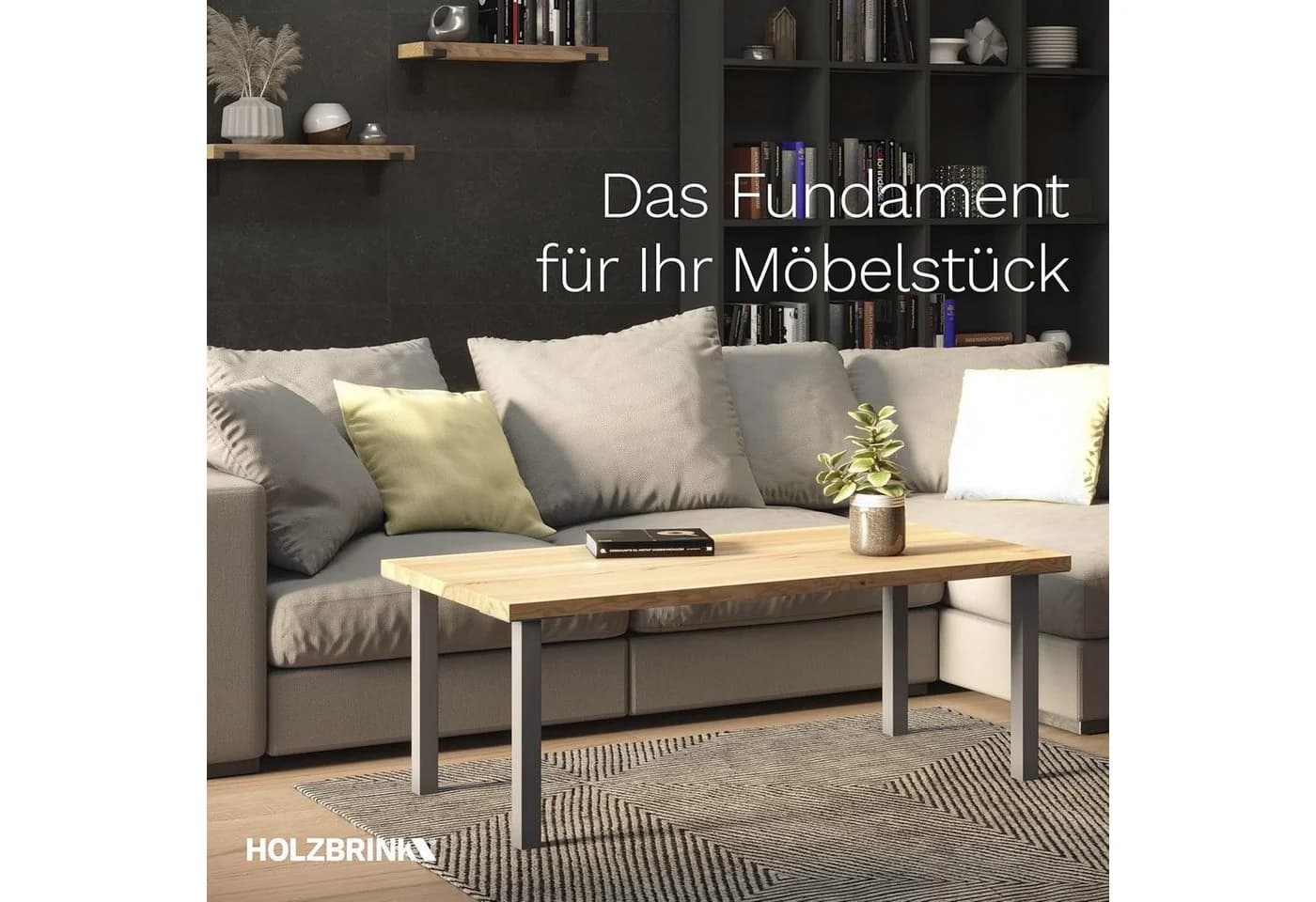 HOLZBRINK Tischbein Eckig Quadratrohr 40x40 mm 43 cm Tiefschwarz - Bild 3