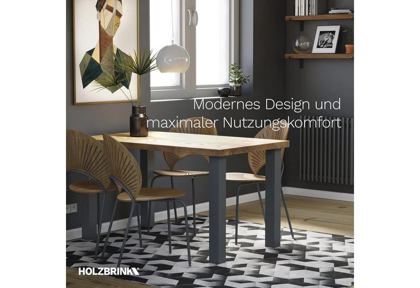 HOLZBRINK Tischbein Eckig Quadratrohr 40x40 mm 43 cm Tiefschwarz - Bild 4