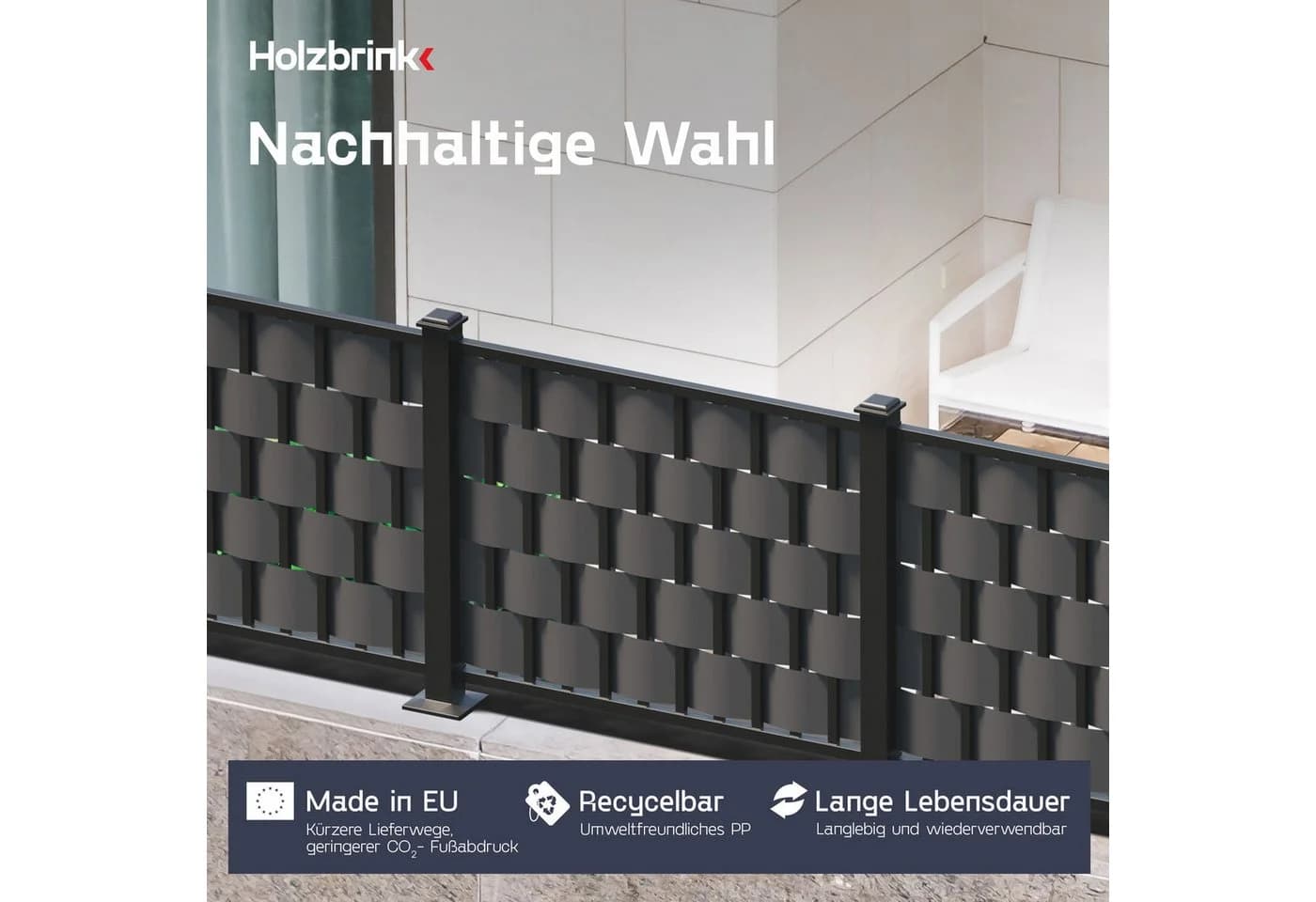 HOLZBRINK Sichtschutzstreifen Anthrazit 19 cm x 26 m für Zaun - Bild 3