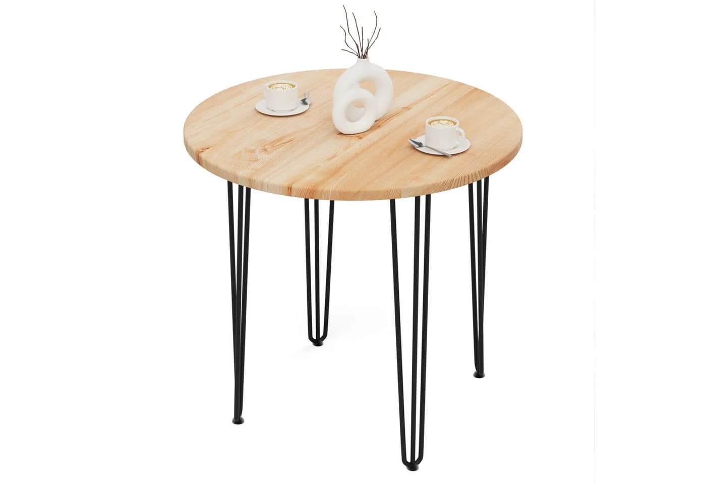 LAMO Manufaktur Runder Esstisch Esche massiv 80 cm Schwarz - Bild 2