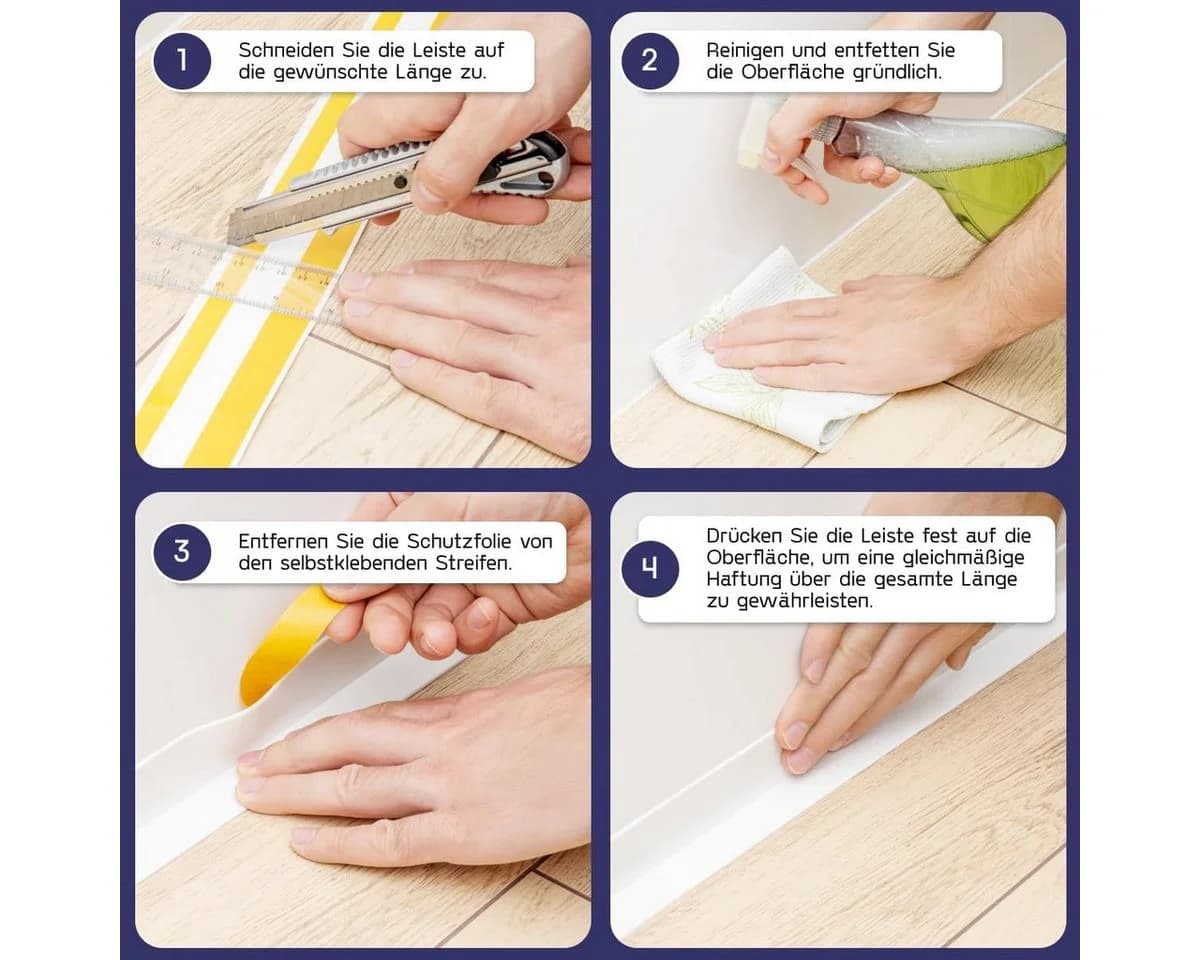 HOLZBRINK Sockelleiste selbstklebend PVC 50x20mm 1m Rolle Küchenleiste Abschlussleiste für Badezimmer Farbe: Eiche hell - Bild 5